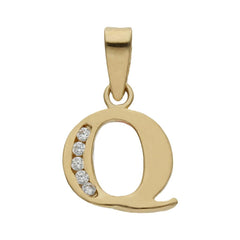 Colgante de oro 18k letra Inicial con circonitas 9mm para mujer