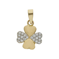 Colgante de oro 18k Trébol de Corazones circonitas para mujer