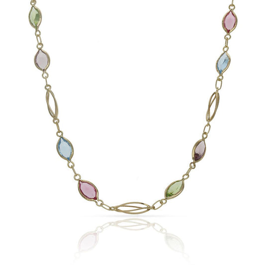 Collar oro 18k con circonitas de colores para mujer
