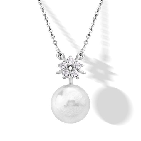 Collar plata perla blanca Majorica Llilit con circonitas para mujer