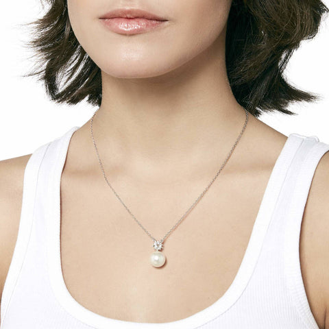 Collar plata perla blanca Majorica Llilit con circonitas para mujer