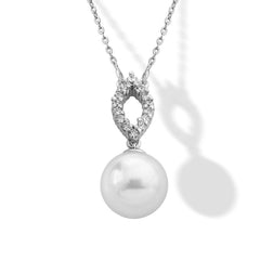 Collar plata perla blanca Majorica Luna con circonitas para mujer