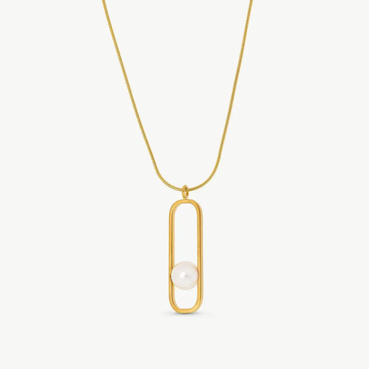 Collar plata dorada Majorica Atenea perla blanca para mujer