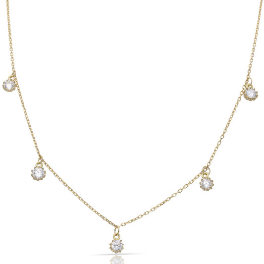Gargantilla oro 18k con 5 circonitas para mujer