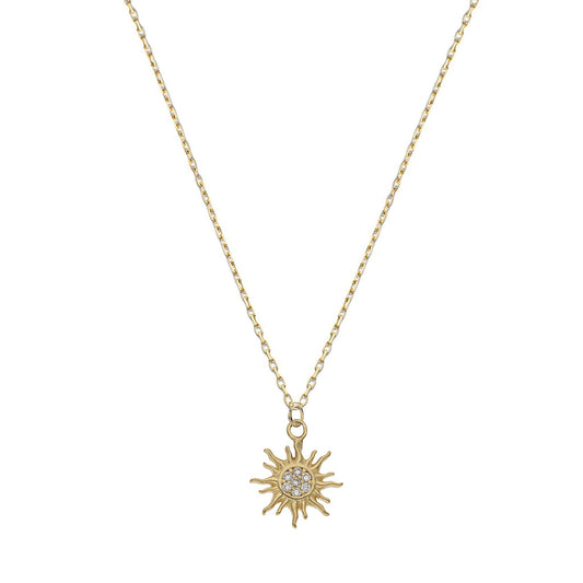 Collar de oro 18K Sol con circonitas para mujer