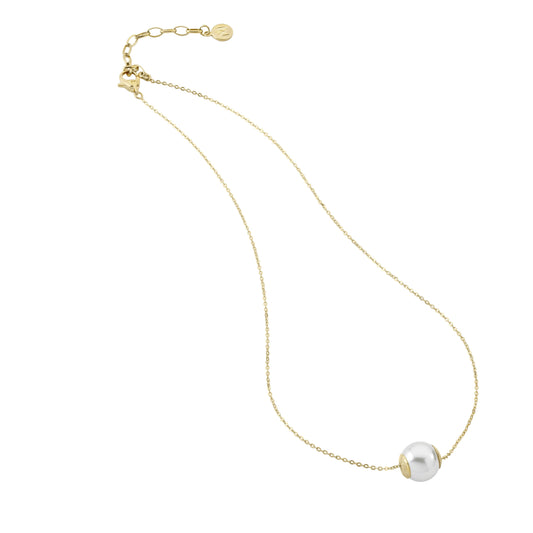 Collar Majorica Nuada de plata dorada con perla blanca 12mm para mujer