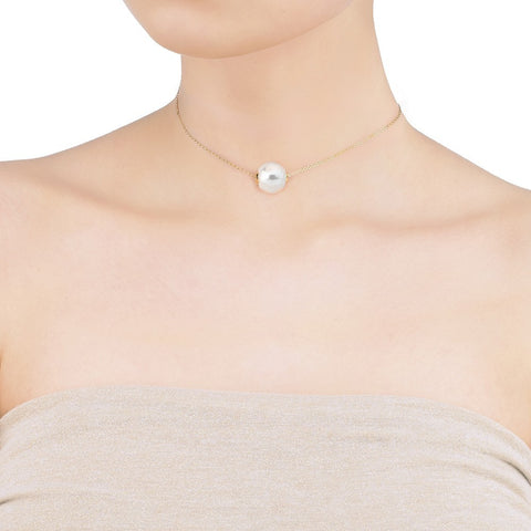 Collar Majorica Nuada de plata dorada con perla blanca 14mm para mujer