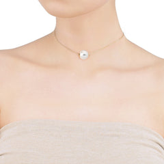 Collar Majorica Nuada de plata dorada con perla blanca 14mm para mujer