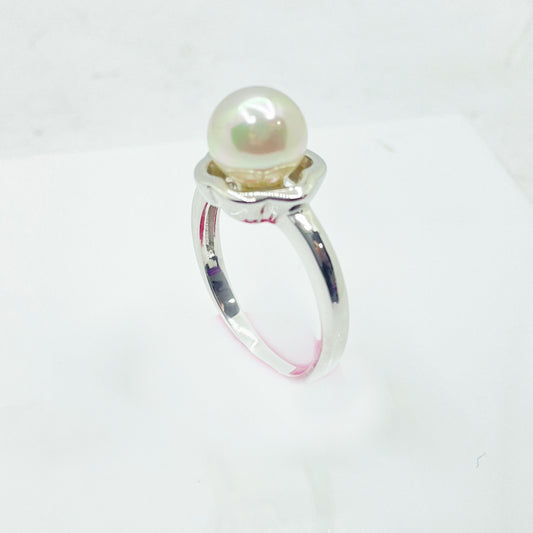 Anillo MAJORICA de plata en forma de flor con perla blanca para mujer