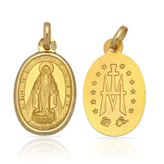 Colgante medalla en Oro de 18K Virgen de la milagrosa 24mm para mujer