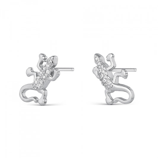 Pendientes de plata salamandras con circonitas para mujer
