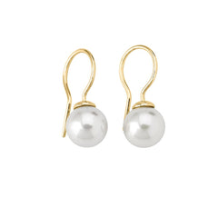 Pendientes de plata dorada perla blanca MAJORICA con cierre de gancho para mujer