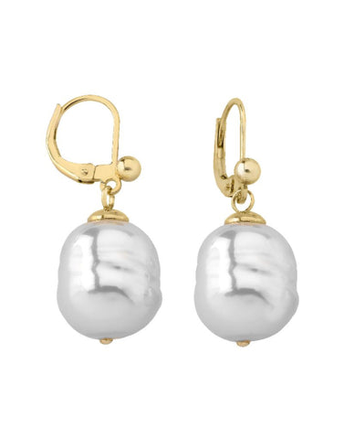 Pendientes de plata dorada MAJORICA perla Ágora barroca blanca para mujer
