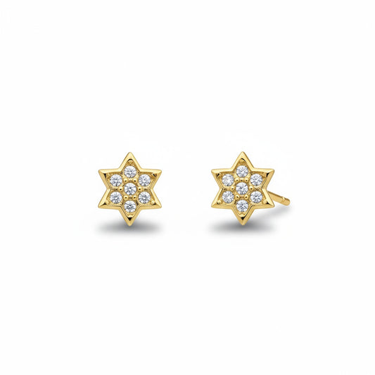Pendientes de oro 18K estrella con circonitas para mujer o niña