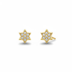 Pendientes de oro 18K estrella con circonitas para mujer o niña