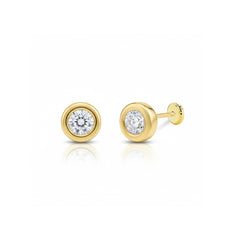 Pendientes de oro CHATON con circonita 5mm para niña