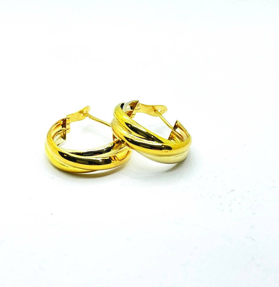 Comprar pendientes de oro trenzados bicolor para mujer online precios baratos, comprar pendientes de oro trenzados bicolor para mujer en Mallorca