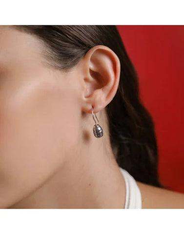 Pendientes de plata perla barroca gris MAJORICA 8mm cierre gancho para mujer