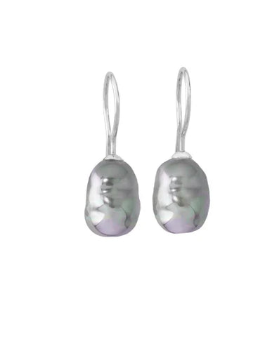 Pendientes de plata perla barroca gris MAJORICA 8mm cierre gancho para mujer