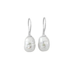 Pendientes de plata perla barroca blanca MAJORICA con cierre de gancho para mujer