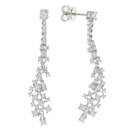 Pendientes SALVATORE Plata largos Boda con circonitas blancas para mujer