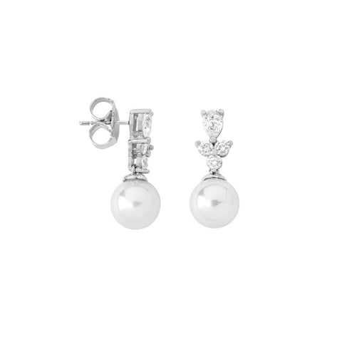 Pendientes de plata MAJORICA Venus perla blanca y circonitas para mujer