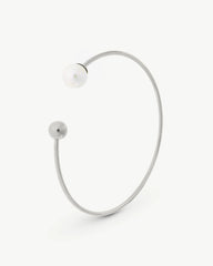 Pulsera rígida de acero con perla blanca MAJORICA Aura para mujer