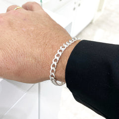 Pulsera de plata Barbada o eslabón cubano de 6mm ancho para hombre