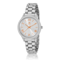 Reloj Marea acero esfera blanca y dial acero rosa para mujer