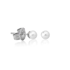 Pendientes MAJORICA Plata perla blanca 4mm para mujer