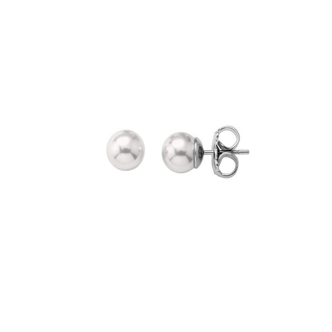 Pendientes de plata perlas MAJORICA Blanca de 7mm LYRA para mujer