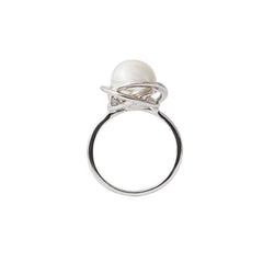 Anillo MAJORICA de plata tipo flor con perla blanca para mujer