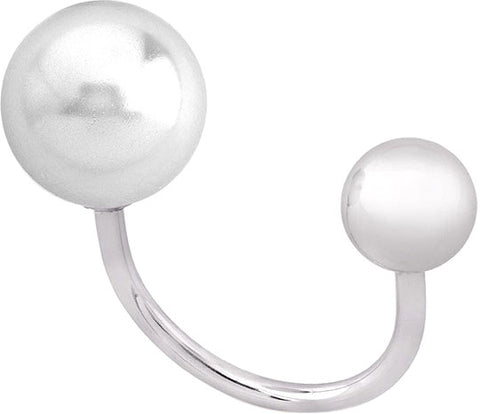 Anillo majorica abierto con perla blanca y bola de acero 15549