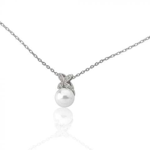 Collar de plata MAJORICA Romance perla blanca y circonitas para mujer