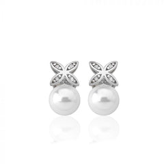 Pendientes de plata MAJORICA Romance perla blanca y circonitas para mujer