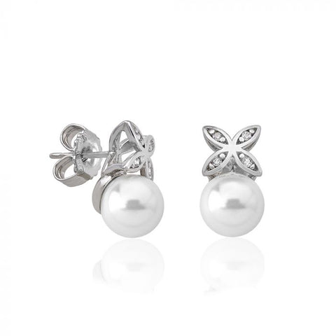 Pendientes de plata MAJORICA Romance perla blanca y circonitas para mujer