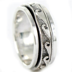 Anillo de Hombre de plata de Ley con forma de olas giratorio - Joyeria Zeller