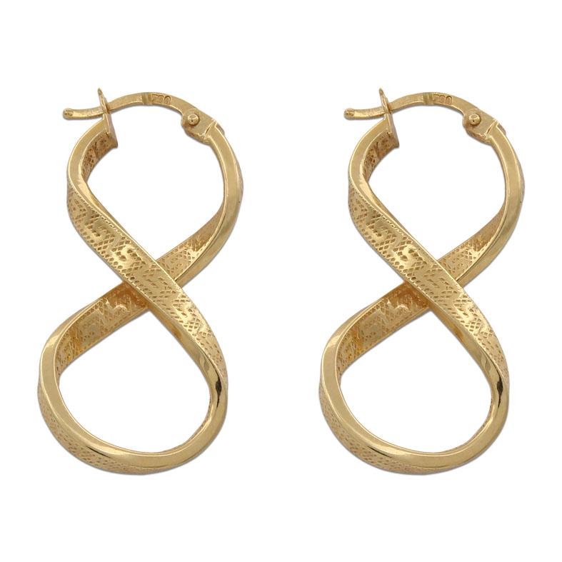 ▷ Pendientes de oro 18k forma de Infinito con greca 40mm para