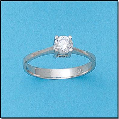 Anillo de oro blanco 18k con Circonita engarzada 5mm tipo solitario para mujer