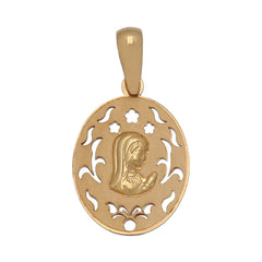 Colgante medalla en Oro de 18K Virgen niña tallado ovalado