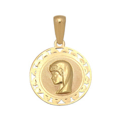 Colgante medalla en Oro de 18K Virgen niña cerco calado