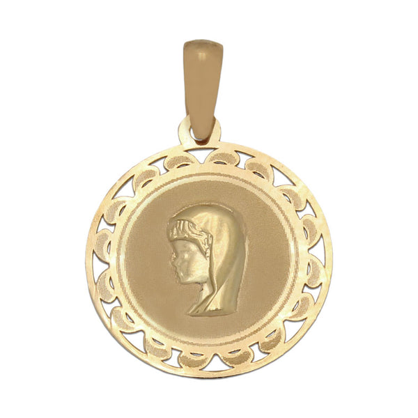 Colgante medalla en Oro de 18K Virgen niña calado