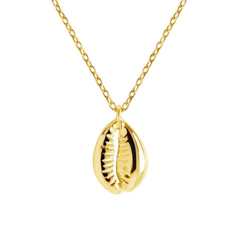 Collar concha marina de plata con cadena fina plata bañada en oro