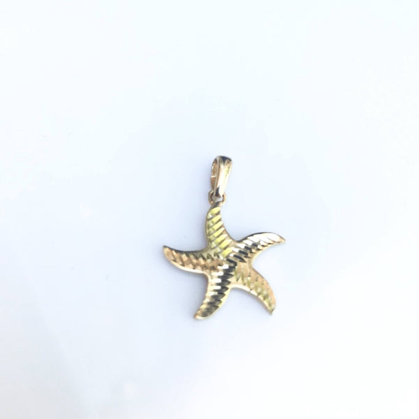 Colgante oro 18k Estrella de mar tallada para mujer