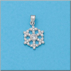 Colgante Oro blanco 18k Copo de nieve con circonitas para mujer