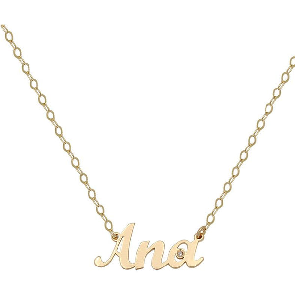 Collar con Nombre personalizable oro 18k con DIAMANTE para mujer