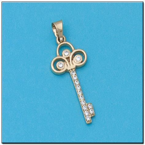 Colgante de oro 18k Llave de tu corazón con circonitas para mujer