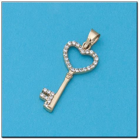 COLGANTE EN ORO DE 18KL LLAVE CORAZON - Joyeria Zeller