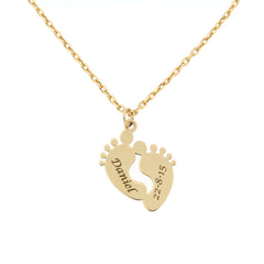 COLGANTE PIES BEBE NOMBRE+FECHA ORO 18KL G177 - Joyeria Zeller