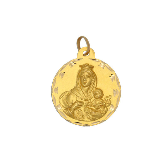 Colgante Medalla de oro 18kl Virgen del Carmen 17mm para mujer